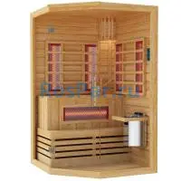 Комбинированная сауна двухместная угловая «PREMIUM» с электрической печью Harvia