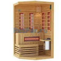 Комбинированная сауна одноместная угловая «PREMIUM» с электрической печью Harvia