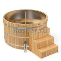 Фурако круглая «PREMIUM» из лиственницы с вставкой из нержавеющей стали с электроподогревом 2000 мм