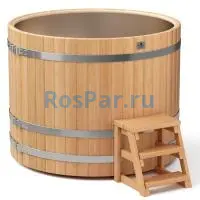 Круглая купель «PREMIUM» из лиственницы с вставкой из нержавеющей стали диаметр 1500 мм высота 1150 мм