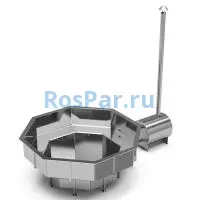 Фурако «PREMIUM terrace Октагон» из нержавеющей стали с внешней печью 2350 мм