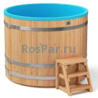 Круглая купель «COMFORT» из лиственницы с пластиковой вставкой диаметр 1500 мм высота 1150 мм