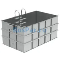 Прямоугольная купель «COMFORT» из нержавеющей стали длина 2500 мм ширина 1500 мм высота 1150 мм