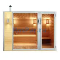 Уличная модульная четырехместная сауна с предбанником «PREMIUM» с дровяной печью