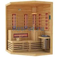 Комбинированная сауна трехместная угловая «PREMIUM» с электрической печью Harvia