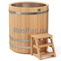 Круглая купель «PREMIUM» из лиственницы с вставкой из нержавеющей стали диаметр 1200 мм высота 1150 мм