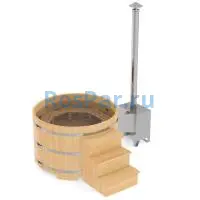 Фурако круглая «PREMIUM» из кедра с внешней печью 1700 мм