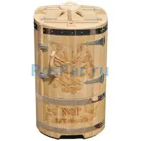 Кедровая бочка овальная «Профессиональная» со скосом с художественным оформлением «Марал с надписью»