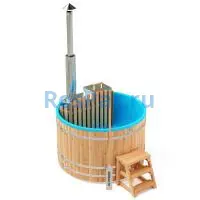 Фурако круглая «PREMIUM» из лиственницы с термопластиковой вставкой со встроенной печью 1700 мм