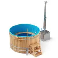 Фурако круглая «COMFORT» из лиственницы с пластиковой вставкой с внешней печью с газовой горелкой 2000 мм