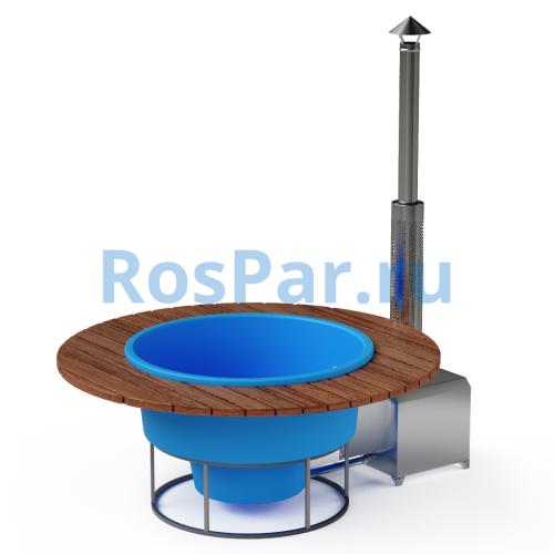 Фурако круглая «PREMIUM» из лиственницы с термопластиковой вставкой с внешней печью с газовой горелкой 1700 мм