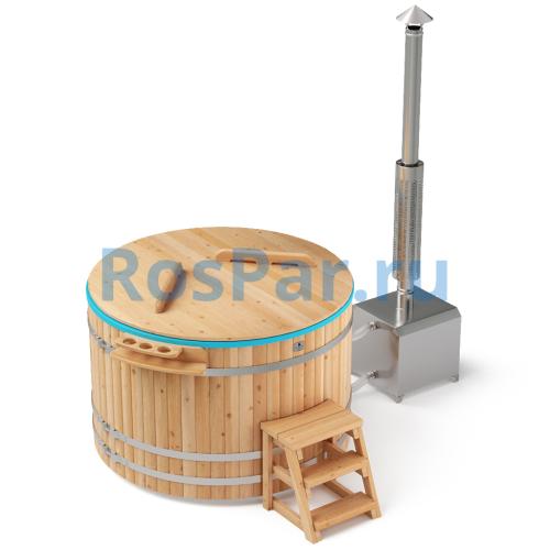 Фурако круглая «COMFORT» из лиственницы с пластиковой вставкой с внешней печью 2000 мм