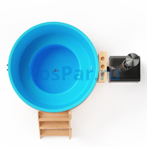 Фурако круглая «PREMIUM» из лиственницы с термопластиковой вставкой с внешней печью 2000 мм