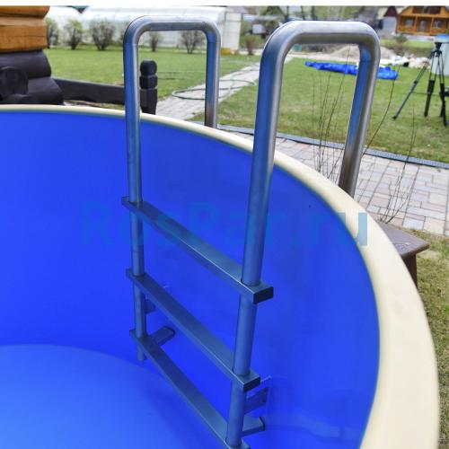 Круглая купель «COMFORT» из лиственницы с пластиковой вставкой диаметр 1700 мм высота 1150 мм