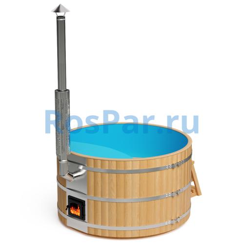 Фурако круглая «PREMIUM» из лиственницы с пластиковой вставкой с интегрированной печью 2000 мм
