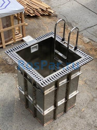 Прямоугольная купель «COMFORT» из нержавеющей стали длина 3000 мм ширина 2000 мм высота 1150 мм