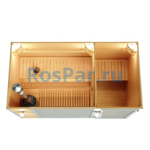 Уличная модульная четырехместная сауна с предбанником «PREMIUM» с дровяной печью