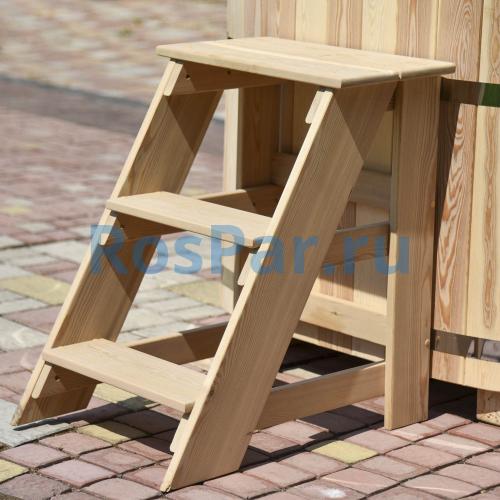 Овальная купель «PREMIUM» из лиственницы с вставкой из нержавеющей стали длина 1200 мм