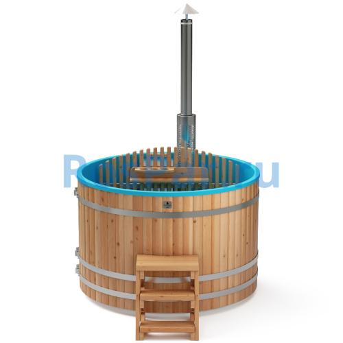 Фурако круглая «COMFORT» из лиственницы с пластиковой вставкой со встроенной печью 1700 мм