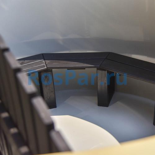 Фурако круглая «COMFORT» из лиственницы с пластиковой вставкой со встроенной печью 2000 мм