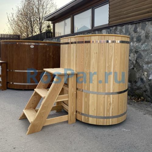 Прямоугольная купель «COMFORT» из лиственницы с пластиковой вставкой длина 1000 мм ширина 780 мм высота 1150 мм