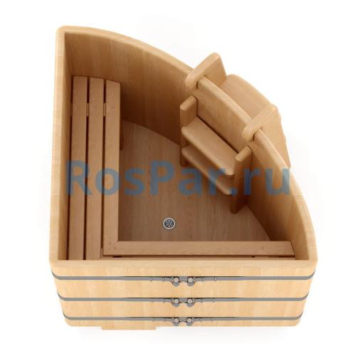 Угловая купель «PREMIUM» из кедра длина 1300 мм ширина 1300 мм высота 1150 мм