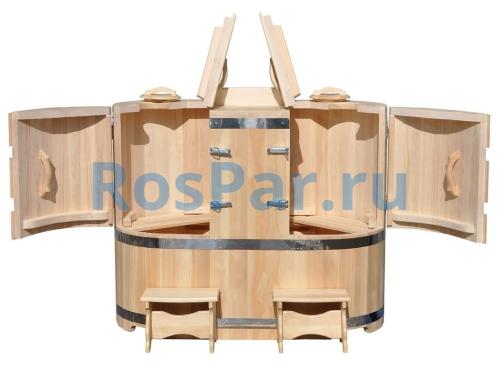 Кедровая бочка двухместная «Профессиональная» с парогенератором «SteamLux»
