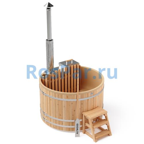 Фурако круглая «PREMIUM» из лиственницы с термопластиковой вставкой со встроенной печью 1700 мм