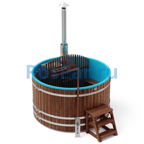 Фурако круглая «COMFORT» из лиственницы с пластиковой вставкой со встроенной печью 2000 мм