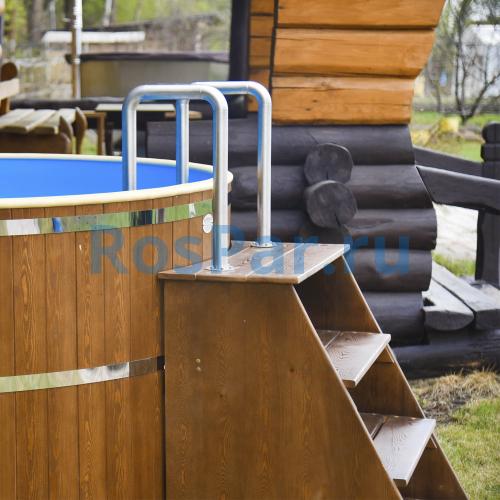 Круглая купель «COMFORT» из лиственницы с пластиковой вставкой диаметр 2000 мм высота 1150 мм