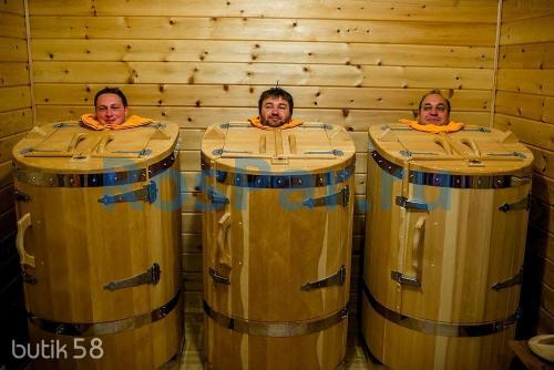 Кедровая бочка овальная «Профессиональная» со скосом с парогенератором «SteamLux»