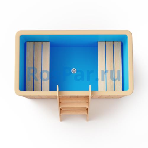 Прямоугольная купель «ORIGINAL» с пластиковой вставкой длина 1400 мм ширина 780 мм высота 900 мм