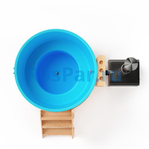 Фурако круглая «PREMIUM» из лиственницы с термопластиковой вставкой с внешней печью 1700 мм