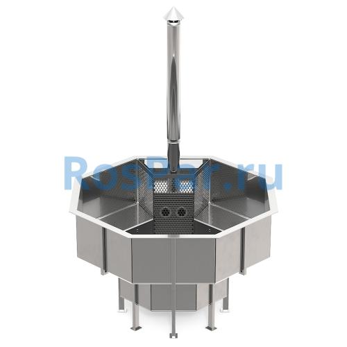 Фурако «PREMIUM terrace Октагон» из нержавеющей стали со встроенной печью 2150 мм