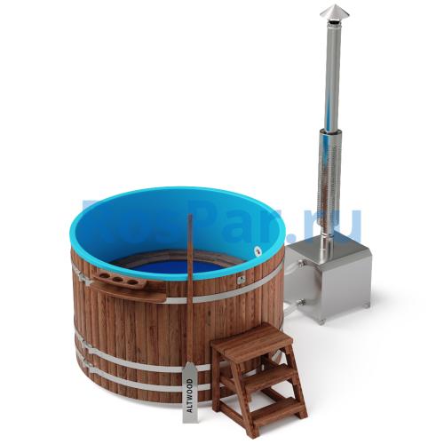 Фурако круглая «COMFORT» из лиственницы с пластиковой вставкой с внешней печью 2000 мм