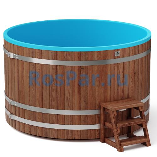 Круглая купель «COMFORT» из лиственницы с пластиковой вставкой диаметр 2000 мм высота 1150 мм