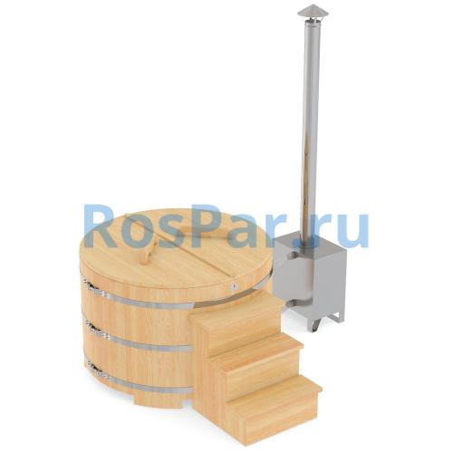 Фурако круглая «PREMIUM» из кедра с внешней печью с газовой горелкой 1700 мм