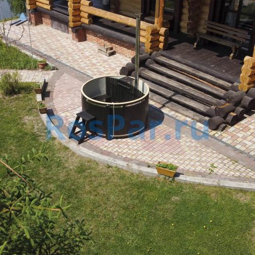 Фурако круглая «COMFORT» из лиственницы с пластиковой вставкой со встроенной печью 2000 мм