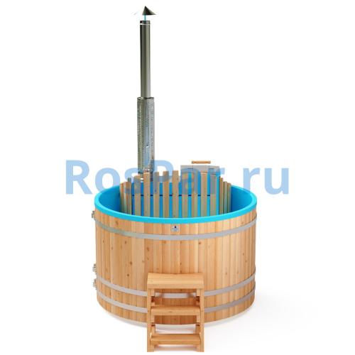 Фурако круглая «PREMIUM» из лиственницы с термопластиковой вставкой со встроенной печью 1700 мм