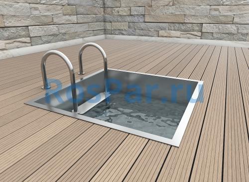 Квадратная купель «COMFORT» из нержавеющей стали длина 1000 мм ширина 1000 мм высота 1150 мм