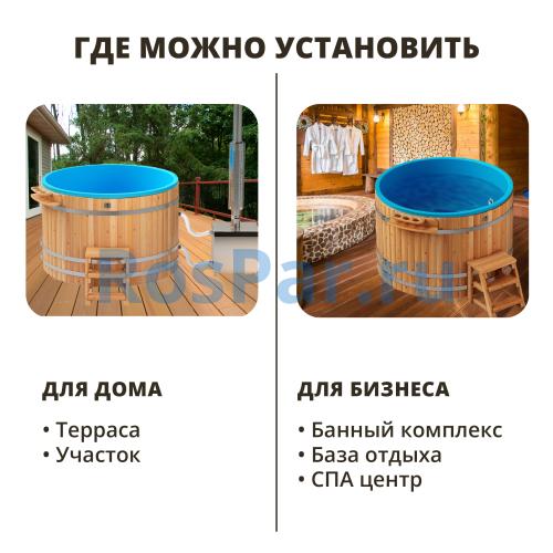 Фурако круглая «PREMIUM» из лиственницы с термопластиковой вставкой с внешней печью 2000 мм