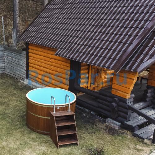 Круглая купель «COMFORT» из лиственницы с термопластиковой вставкой диаметр 2000 мм