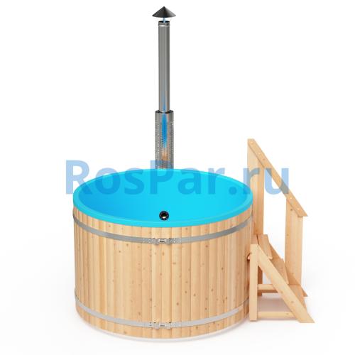 Фурако круглая «PREMIUM» из лиственницы с термопластиковой вставкой с внешней печью 1700 мм