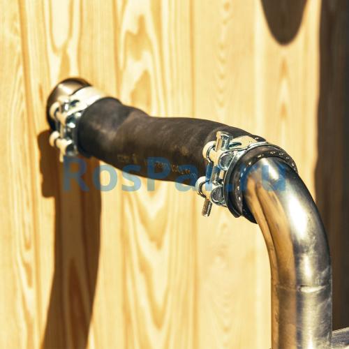 Фурако круглая «PREMIUM» из лиственницы с термопластиковой вставкой с внешней печью 1700 мм