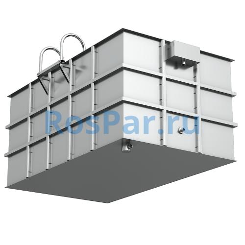 Прямоугольная купель «COMFORT» из нержавеющей стали длина 3000 мм ширина 2000 мм высота 1150 мм