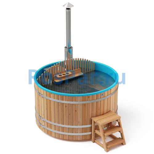 Фурако круглая «COMFORT» из лиственницы с пластиковой вставкой со встроенной печью 2000 мм
