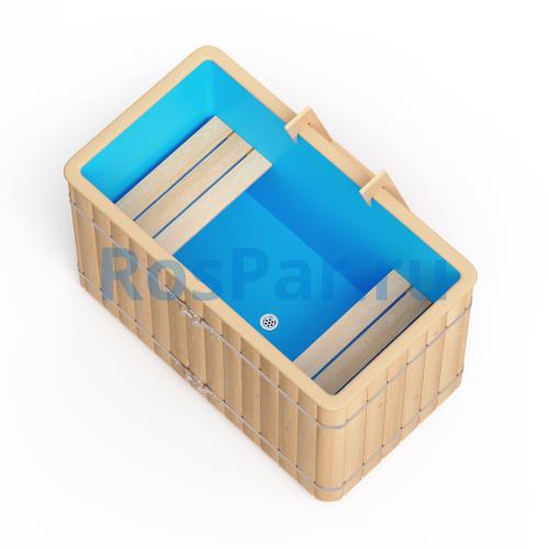 Прямоугольная купель «ORIGINAL» с пластиковой вставкой длина 1400 мм ширина 780 мм высота 900 мм