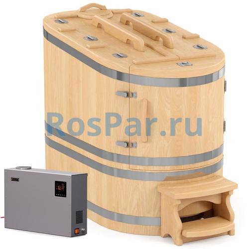 Кедровая бочка полулежачая «Профессиональная» с парогенератором «SteamLux»