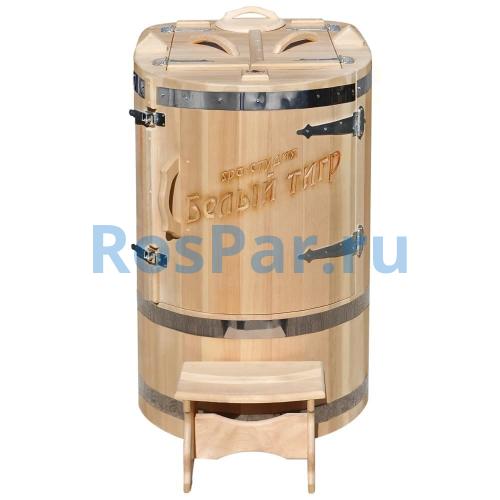 Кедровая бочка овальная «Профессиональная» со скосом с художественным оформлением «Ваш логотип»