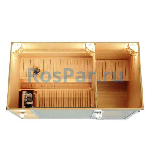 Уличная модульная четырехместная сауна с предбанником «PREMIUM» с электрической печью